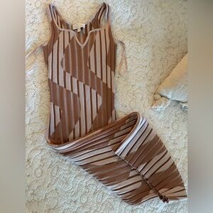 Torn by Ronny Kobo Brown and Cream Knit Dress